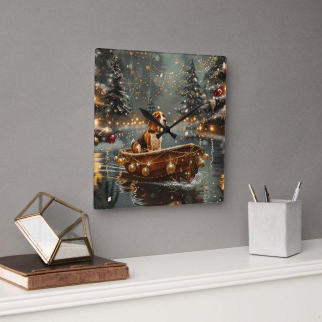 Horloge Carrée Voyage de Noël de la Beagle (Bureau)