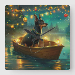 Horloge Carrée Voyage de Noël de la Kelpie australienne
