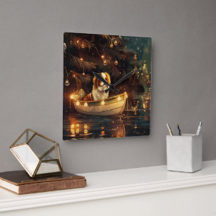 Horloge Carrée Voyage festif de Noël japonais Chin