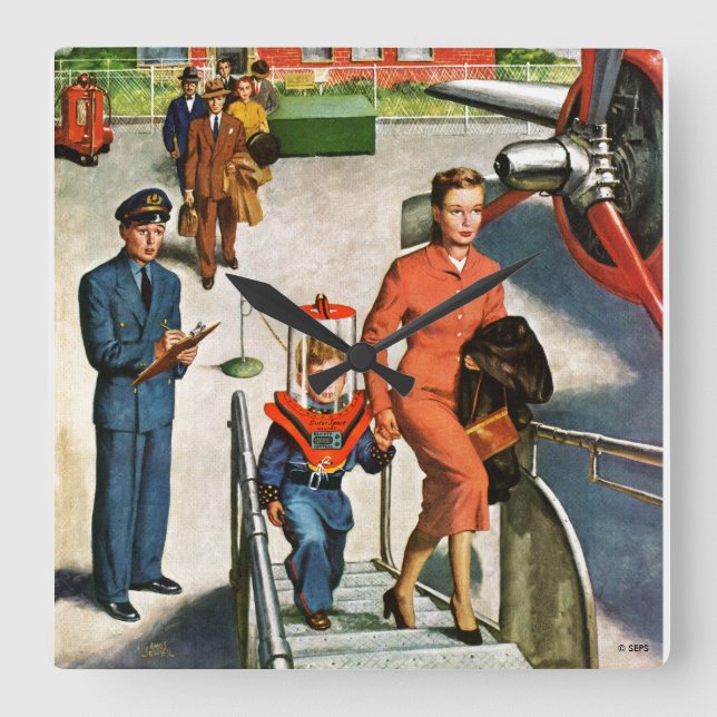 Horloge Carrée Voyageur de l'espace (Recto)