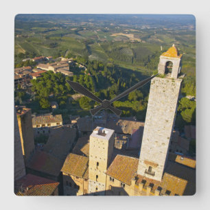 Horloge Carrée Vue Depuis La Tour, San Gimignano, Sienne, Toscane