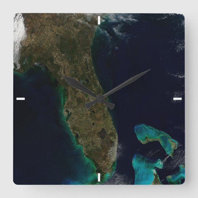 Horloge Carrée Vue Satellite Sur La Floride. (Recto)