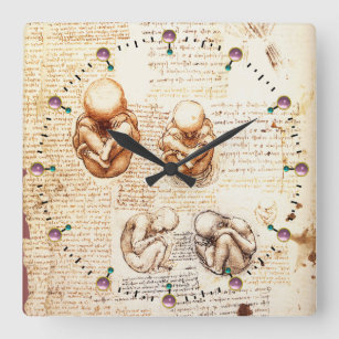 Horloge Carrée Vues d'un foetus dans l'utérus, Ob-Gyn Médicale