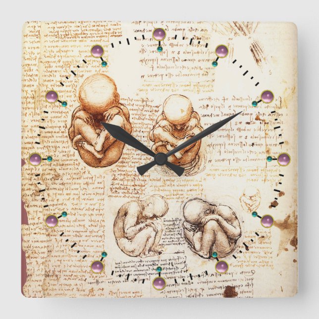 Horloge Carrée Vues d'un foetus dans l'utérus, Ob-Gyn Médicale (Recto)
