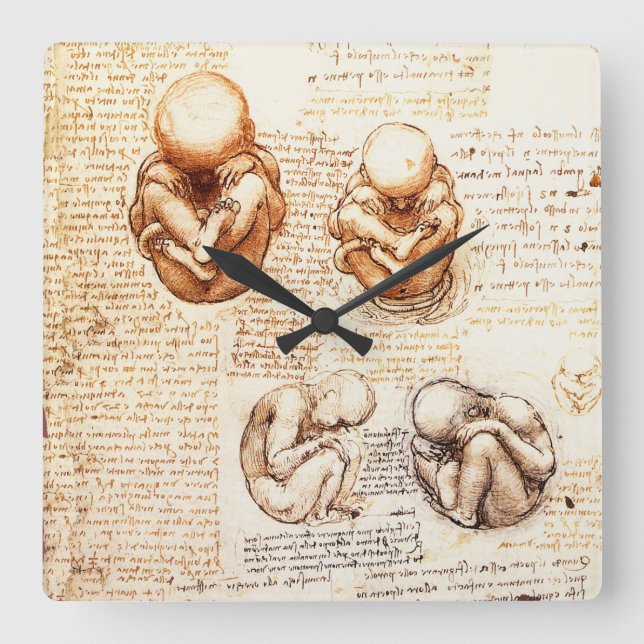Horloge Carrée Vues d'un foetus dans l'utérus, Ob-Gyn Médicale (Recto)