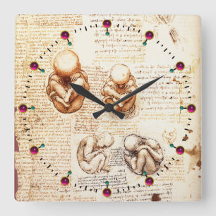 Horloge Carrée Vues d'un foetus dans l'utérus, Ob-Gyn Médicale