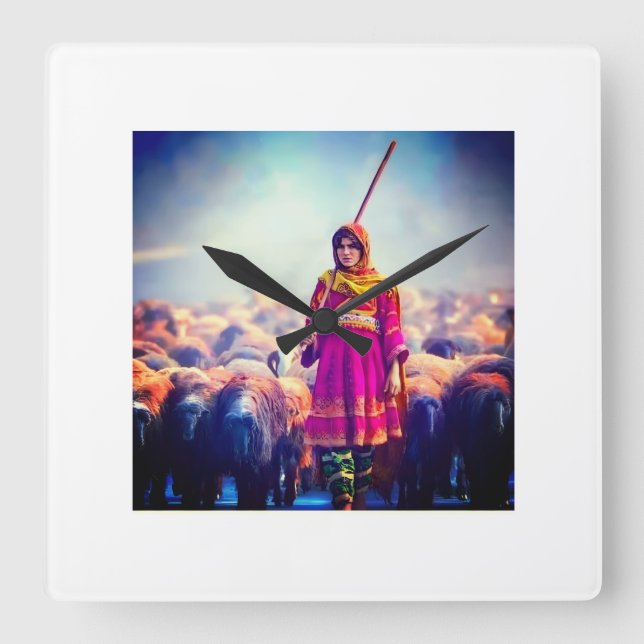 Horloge Carrée wall clock Afghan design (Recto)
