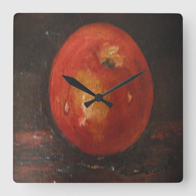 Horloge Carrée Wall Clock Ann Hayes Painting Apple (Recto)