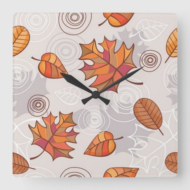 Horloge Carrée Wall Clock Autumn Leaves (Recto)