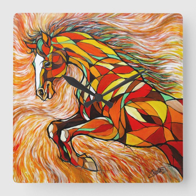 Horloge Carrée Wall Clock Beautiful Horse (Recto)