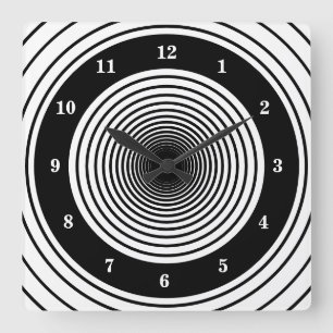 Horloge Carrée Wall Clock de Custom Colors, Circlies Black White
