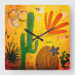 Horloge Carrée Wall Clock Desert Art