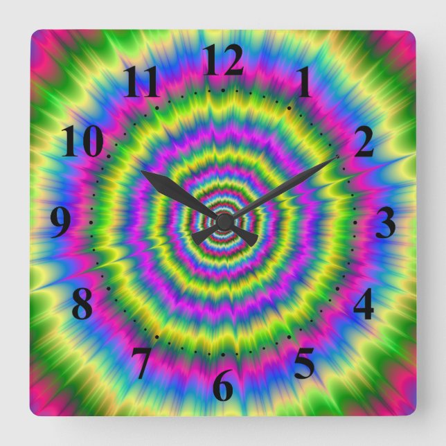 Horloge Carrée Wall Clock  Neon Explosion (Recto)