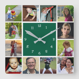 Horloge Carrée Wall Clock with 12 personal photos