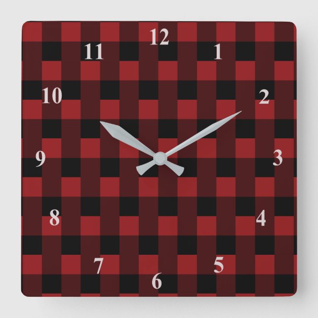 Horloge Carrée Wall Clock with Black Red (Recto)