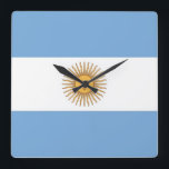 Horloge Carrée Wall Clock with Flag of Argentina<br><div class="desc">Awesome patriotic wall clock with Flag of Argentina. This product its customizable.</div>