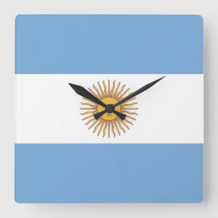Horloge Carrée Wall Clock with Flag of Argentina