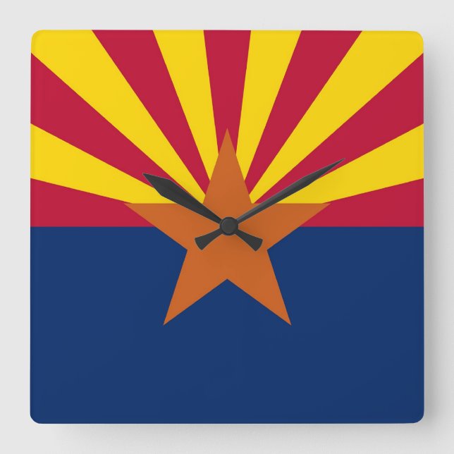 Horloge Carrée Wall Clock with Flag of Arizona State, USA (Recto)