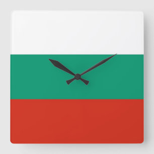Horloge Carrée Wall Clock with Flag of Bulgaria