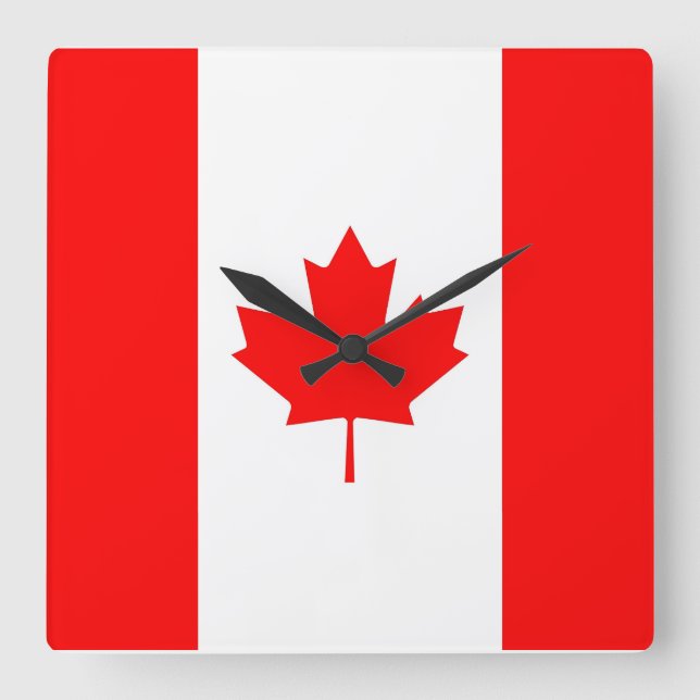 Horloge Carrée Wall Clock with Flag of Canada (Recto)