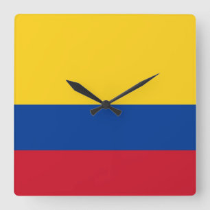 Horloge Carrée Wall Clock with Flag of Colombia