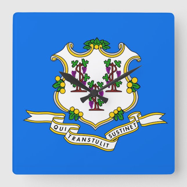 Horloge Carrée Wall Clock with Flag of Connecticut, USA (Recto)