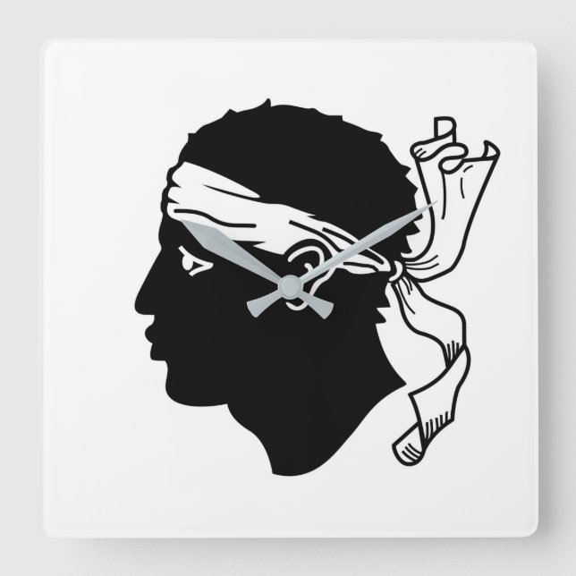 Horloge Carrée Wall Clock with Flag of Corsica (Recto)