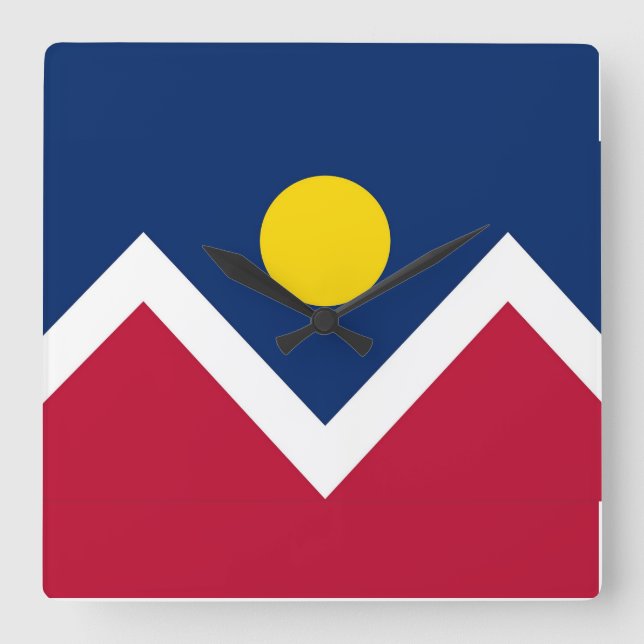 Horloge Carrée Wall Clock with Flag of Denver, Colorado (Recto)