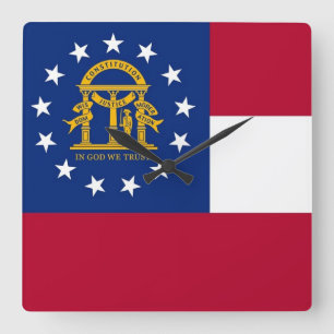 Horloge Carrée Wall Clock with Flag of Georgia, USA