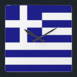 Horloge Carrée Wall Clock with Flag of Greece<br><div class="desc">Awesome patriotic wall clock with Flag of Greece. This product its customizable.</div>