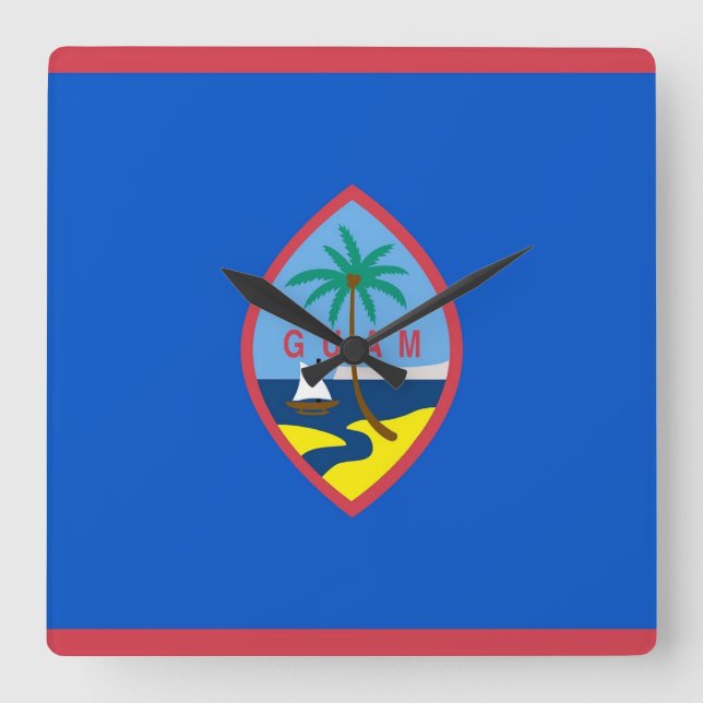 Horloge Carrée Wall Clock with Flag of Guam, USA (Recto)