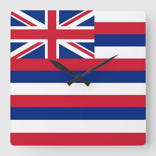 Horloge Carrée Wall Clock with Flag of Hawaii, USA (Recto)
