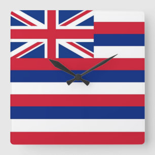 Horloge Carrée Wall Clock with Flag of Hawaii, USA