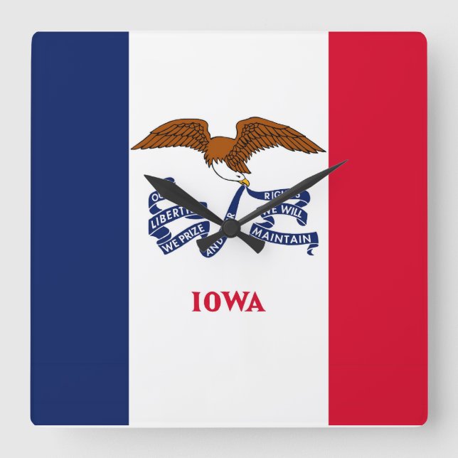 Horloge Carrée Wall Clock with Flag of Iowa, USA (Recto)