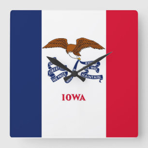 Horloge Carrée Wall Clock with Flag of Iowa, USA
