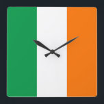 Horloge Carrée Wall Clock with Flag of Ireland<br><div class="desc">Awesome patriotic wall clock with Flag of Ireland. This product its customizable.</div>