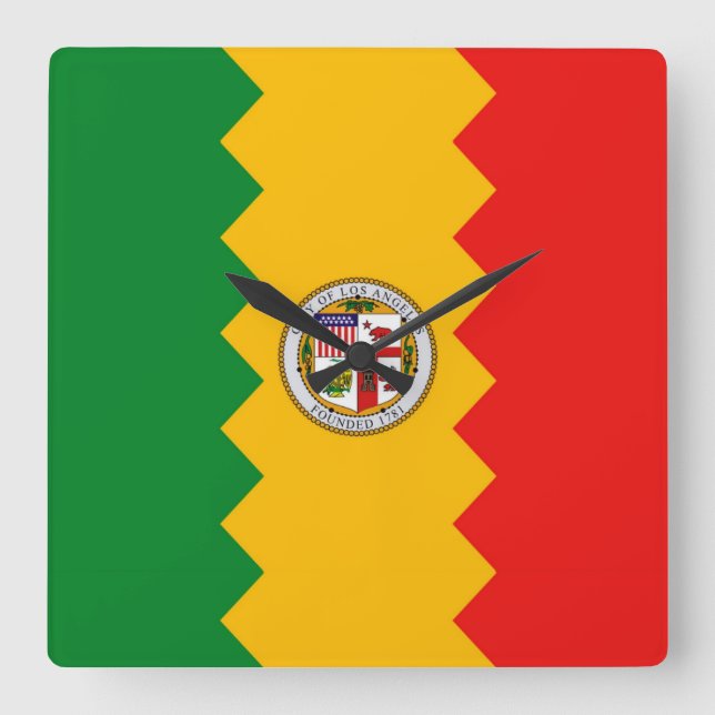 Horloge Carrée Wall Clock with Flag of Los Angeles, Californie (Recto)