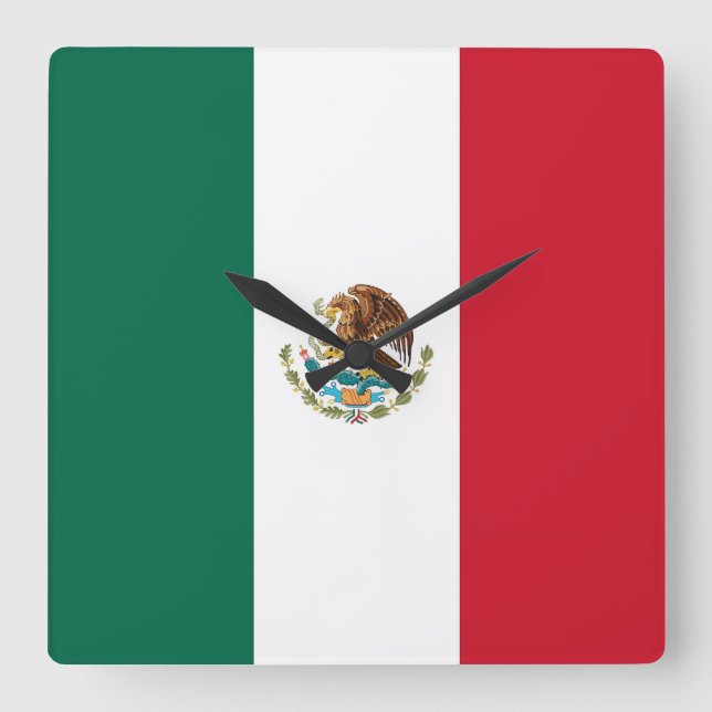 Horloge Carrée Wall Clock with Flag of Mexico (Recto)
