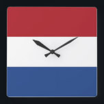 Horloge Carrée Wall Clock with Flag of Netherlands<br><div class="desc">Awesome patriotic wall clock with Flag of Netherlands. This product its customizable.</div>