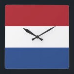 Horloge Carrée Wall Clock with Flag of Netherlands<br><div class="desc">Awesome patriotic wall clock with Flag of Netherlands. This product its customizable.</div>