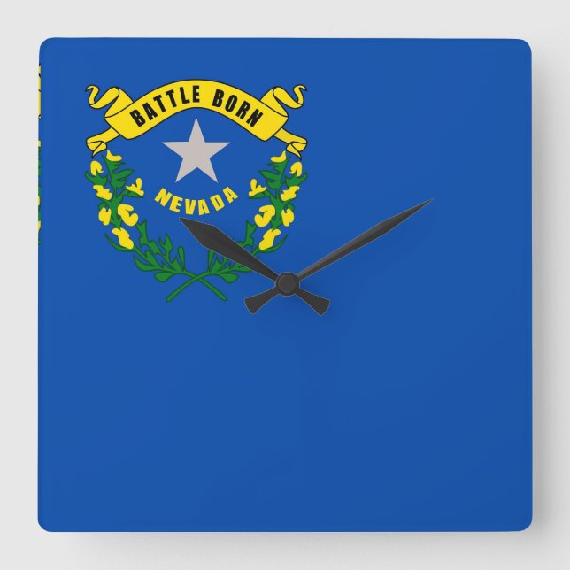 Horloge Carrée Wall Clock with Flag of Nevada, USA (Recto)