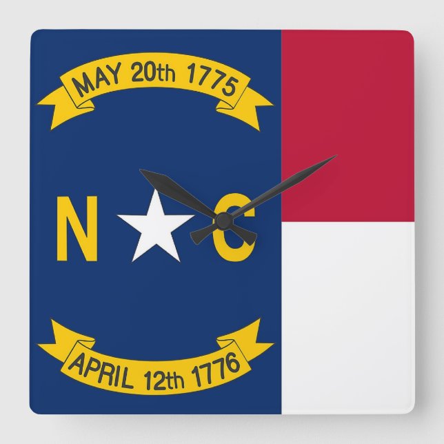 Horloge Carrée Wall Clock with Flag of North Carolina, États-Unis (Recto)