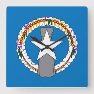 Horloge Carrée Wall Clock with Flag of Northern Mariana