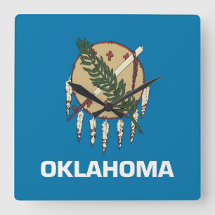 Horloge Carrée Wall Clock with Flag of Oklahoma, USA