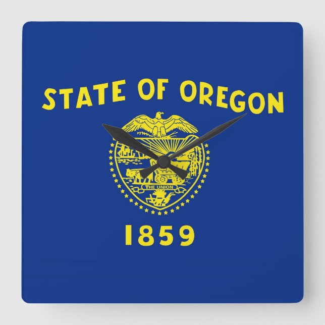 Horloge Carrée Wall Clock with Flag of Oregon, USA (Recto)