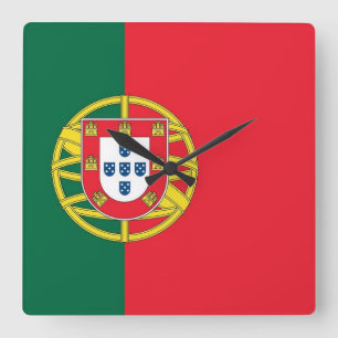 Horloge Carrée Wall Clock with Flag of Portugal