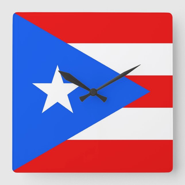 Horloge Carrée Wall Clock with Flag of Puerto Rico, USA (Recto)