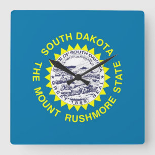 Horloge Carrée Wall Clock with Flag of South Dakota, USA