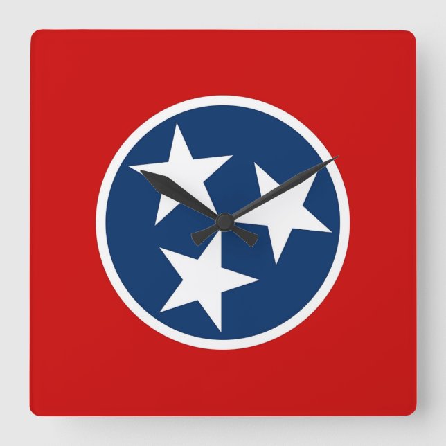 Horloge Carrée Wall Clock with Flag of Tennessee, USA (Recto)