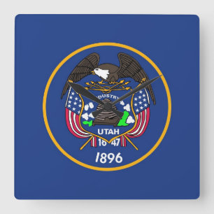 Horloge Carrée Wall Clock with Flag of Utah, USA